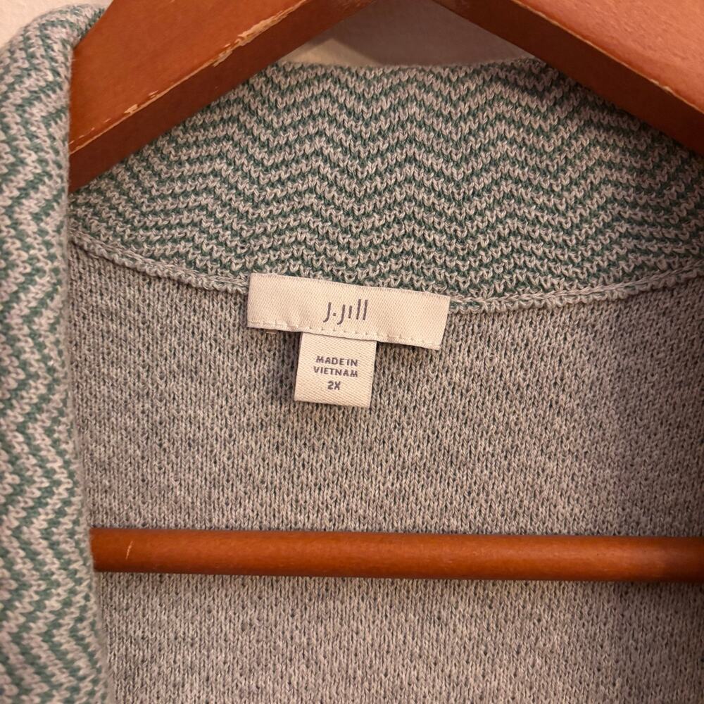 J. Jill Textured Herringbone Knit Blazer Cardigan Jacket 2X Pockets Soft - Picture 5 of 7